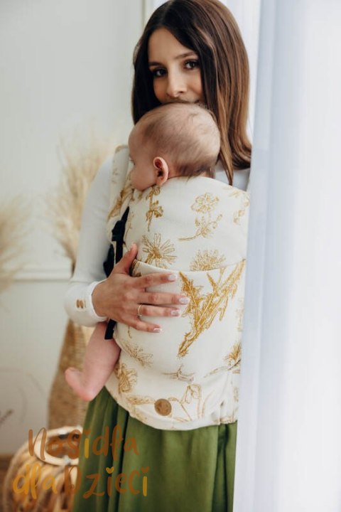 Nosidełko LennyLight z tkaniny żakardowej (68% bawełna, 27% wełna merino, 5% kaszmir), rozmiar standard, HERBARIUM - AMBRA