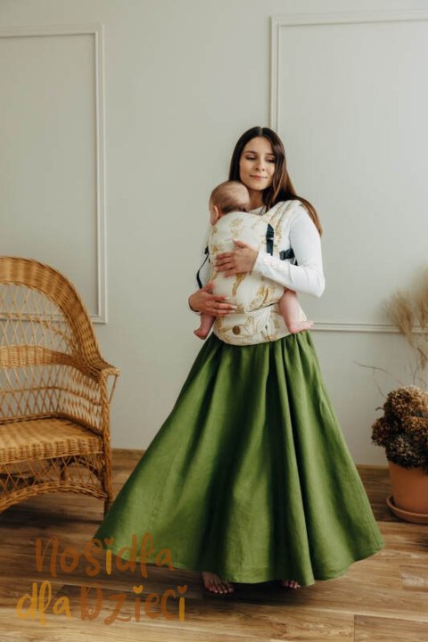 Nosidełko LennyLight z tkaniny żakardowej (68% bawełna, 27% wełna merino, 5% kaszmir), rozmiar standard, HERBARIUM - AMBRA