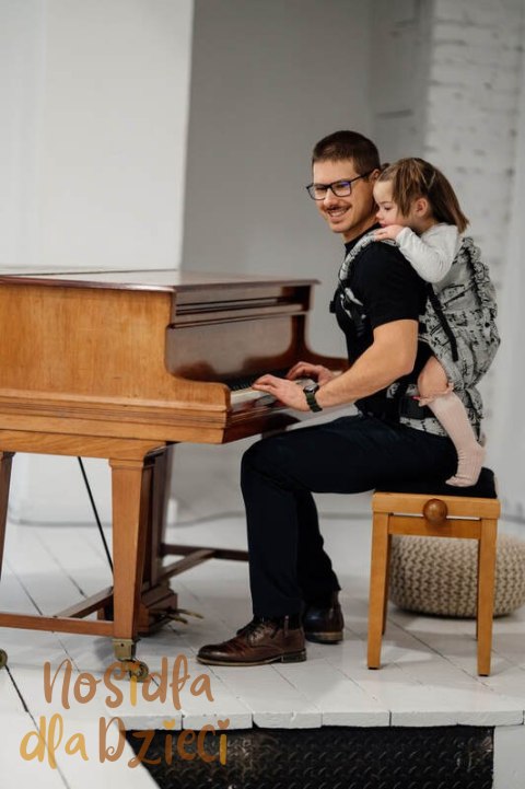 Nosidełko LennyPreschool z tkaniny żakardowej 100% bawełna, rozmiar preschool - MELODY - POLONAISE