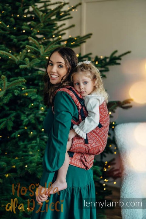 Nosidełko LennyPreschool z tkaniny żakardowej 100% bawełna, rozmiar preschool - PAWI OGON - HOLIDAY