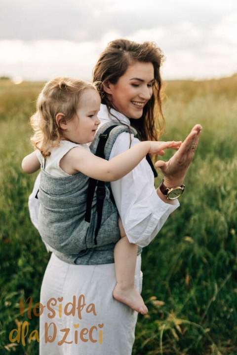 Nosidełko LennyPreschool z tkaniny żakardowej 100% len, rozmiar preschool - ARROW - WAVE (drugi gatunek)