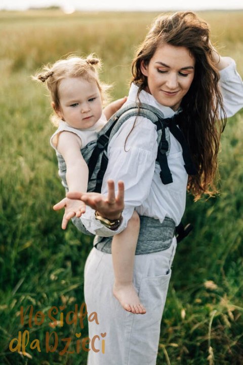 Nosidełko LennyPreschool z tkaniny żakardowej 100% len, rozmiar preschool - ARROW - WAVE (drugi gatunek)