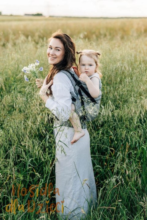 Nosidełko LennyPreschool z tkaniny żakardowej 100% len, rozmiar preschool - ARROW - WAVE (drugi gatunek)