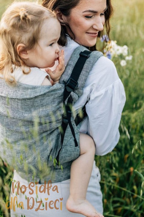 Nosidełko LennyPreschool z tkaniny żakardowej 100% len, rozmiar preschool - ARROW - WAVE (drugi gatunek)