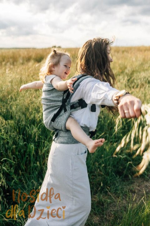 Nosidełko LennyPreschool z tkaniny żakardowej 100% len, rozmiar preschool - ARROW - WAVE (drugi gatunek)
