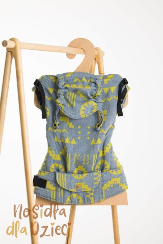 Nosidełko LennyPreschool z tkaniny żakardowej, rozmiar preschool (37% bawełna czesana, 28% wełna merino, 23% jedwab noil, 8% je