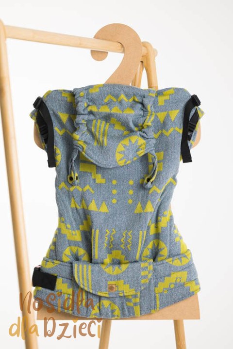 Nosidełko LennyPreschool z tkaniny żakardowej, rozmiar preschool (37% bawełna czesana, 28% wełna merino, 23% jedwab noil, 8% je