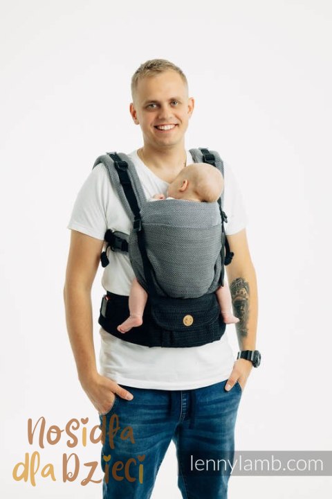 Nosidełko LennyUpGrade PRO, splot jodełkowy, 100% bawełna , rozmiar standard - MAŁA JODEŁKA OMBRE SZARY