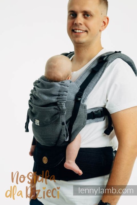 Nosidełko LennyUpGrade PRO, splot jodełkowy, 100% bawełna , rozmiar standard - MAŁA JODEŁKA OMBRE SZARY