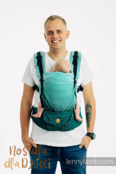 Nosidełko LennyUpGrade PRO, splot jodełkowy, 100% bawełna , rozmiar standard - MAŁA JODEŁKA OMBRE ZIELEŃ (drugi gatunek)