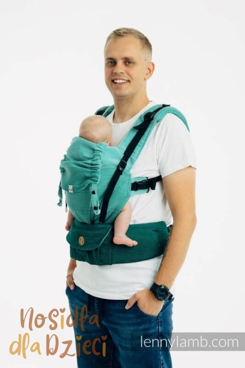 Nosidełko LennyUpGrade PRO, splot jodełkowy, 100% bawełna , rozmiar standard - MAŁA JODEŁKA OMBRE ZIELEŃ (drugi gatunek)