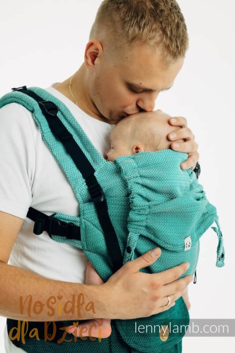 Nosidełko LennyUpGrade PRO, splot jodełkowy, 100% bawełna , rozmiar standard - MAŁA JODEŁKA OMBRE ZIELEŃ (drugi gatunek)