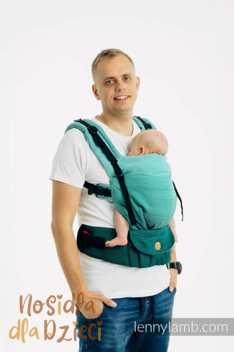 Nosidełko LennyUpGrade PRO, splot jodełkowy, 100% bawełna , rozmiar standard - MAŁA JODEŁKA OMBRE ZIELEŃ