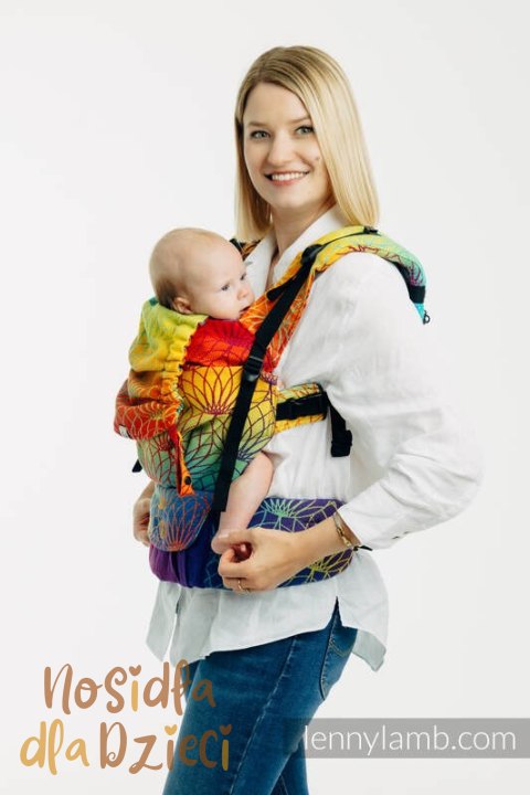 Nosidełko LennyUpGrade PRO z tkaniny żakardowej 100% bawełna , rozmiar standard - TĘCZOWY LOTOS