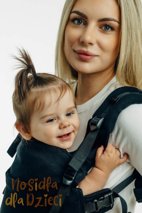 Moje Pierwsze Nosidełko LennyUpGrade PRO, splot jodełkowy, 100% bawełna , rozmiar standard - MAŁA JODEŁKA CZARNY HEBAN (drugi ga