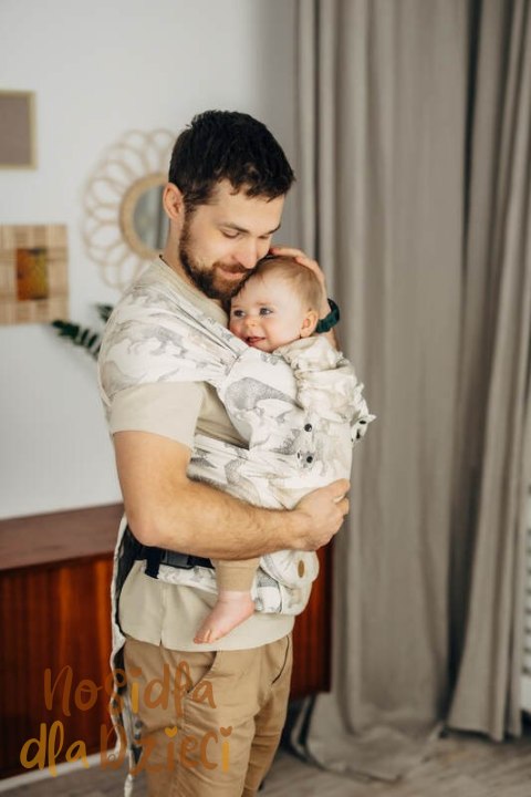 Nosidełko LennyHybrid Half Buckle, splot żakardowy, 100% bawełna , rozmiar standard - PARK JURAJSKI - ICE DESERT (drugi gatunek