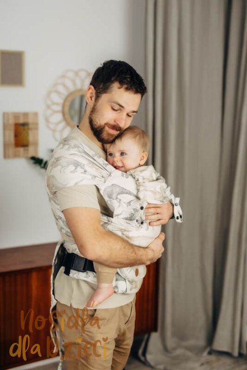 Nosidełko LennyHybrid Half Buckle, splot żakardowy, 100% bawełna , rozmiar standard - PARK JURAJSKI - ICE DESERT (drugi gatunek