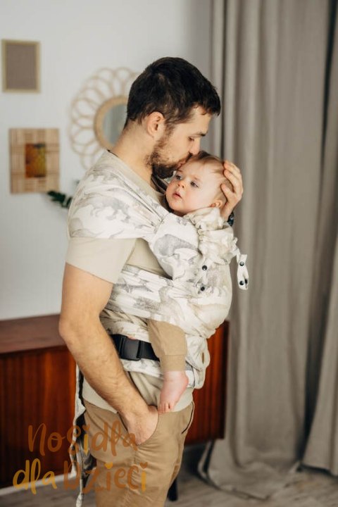 Nosidełko LennyHybrid Half Buckle, splot żakardowy, 100% bawełna , rozmiar standard - PARK JURAJSKI - ICE DESERT (drugi gatunek