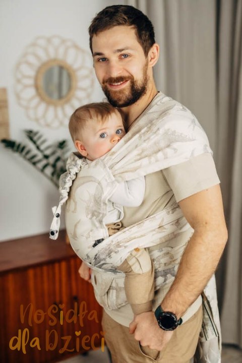 Nosidełko LennyHybrid Half Buckle, splot żakardowy, 100% bawełna , rozmiar standard - PARK JURAJSKI - ICE DESERT (drugi gatunek