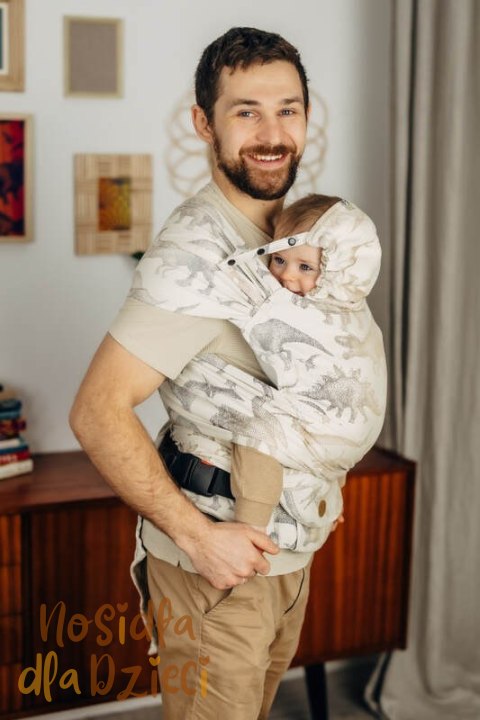 Nosidełko LennyHybrid Half Buckle, splot żakardowy, 100% bawełna , rozmiar standard - PARK JURAJSKI - ICE DESERT (drugi gatunek