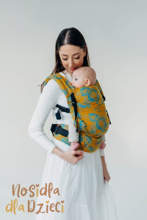 Nosidełko LennyLight z tkaniny żakardowej 100% bawełna , rozmiar standard - RETRO'N'ROSES - ROSARIUM