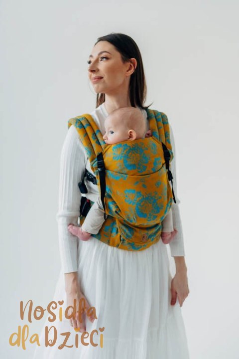 Nosidełko LennyLight z tkaniny żakardowej 100% bawełna , rozmiar standard - RETRO'N'ROSES - ROSARIUM