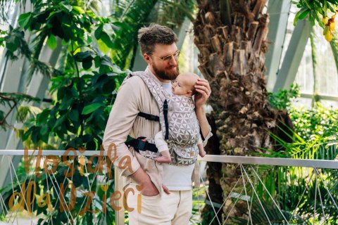 Nosidełko LennyLight z tkaniny żakardowej (55% bawełna, 45% TENCEL™ Lyocell), rozmiar standard - HEXAFLOWERS - MIRROR (drugi gat