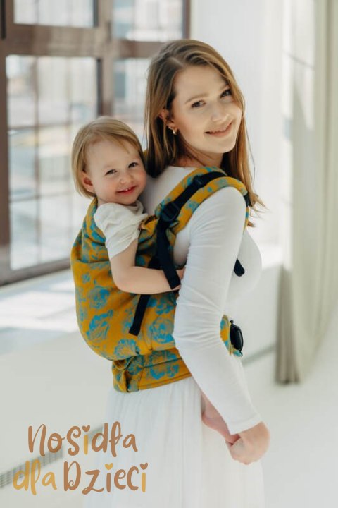 Nosidełko LennyPreschool z tkaniny żakardowej 100% bawełna, rozmiar preschool - RETRO'N'ROSES - ROSARIUM