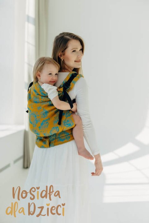 Nosidełko LennyPreschool z tkaniny żakardowej 100% bawełna, rozmiar preschool - RETRO'N'ROSES - ROSARIUM