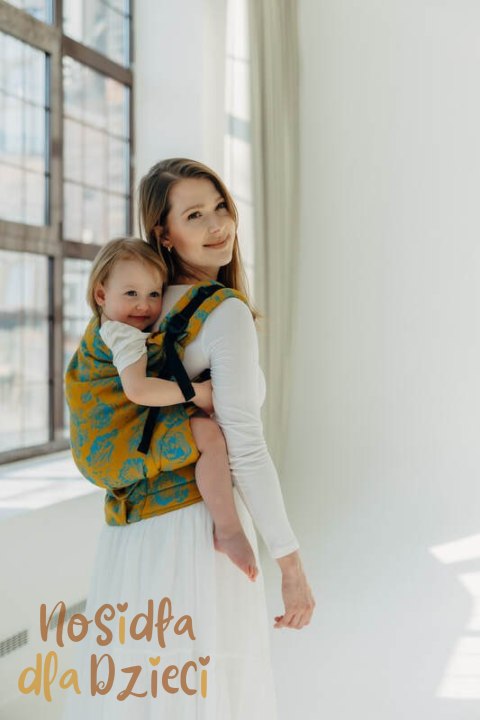 Nosidełko LennyPreschool z tkaniny żakardowej 100% bawełna, rozmiar preschool - RETRO'N'ROSES - ROSARIUM