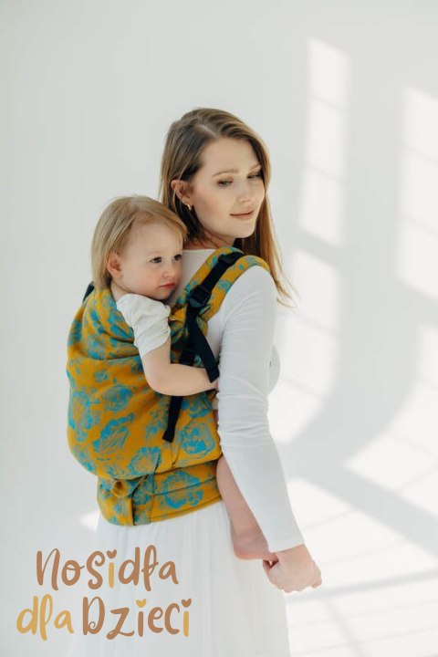 Nosidełko LennyPreschool z tkaniny żakardowej 100% bawełna, rozmiar preschool - RETRO'N'ROSES - ROSARIUM