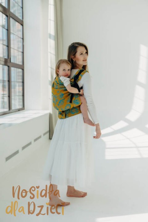 Nosidełko LennyPreschool z tkaniny żakardowej 100% bawełna, rozmiar preschool - RETRO'N'ROSES - ROSARIUM