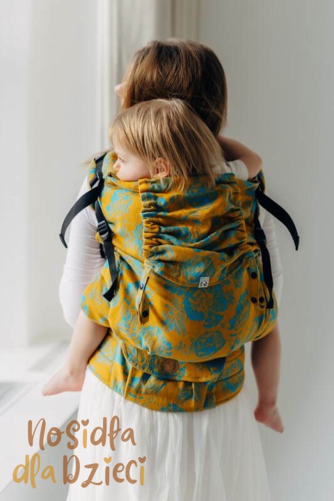 Nosidełko LennyPreschool z tkaniny żakardowej 100% bawełna, rozmiar preschool - RETRO'N'ROSES - ROSARIUM