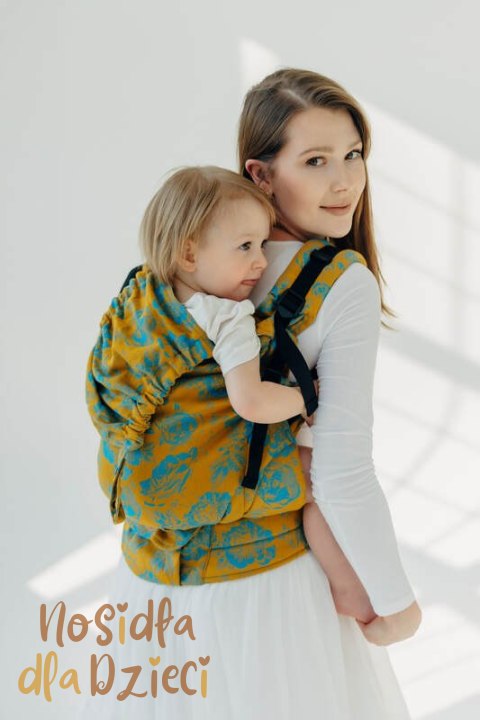 Nosidełko LennyPreschool z tkaniny żakardowej 100% bawełna, rozmiar preschool - RETRO'N'ROSES - ROSARIUM