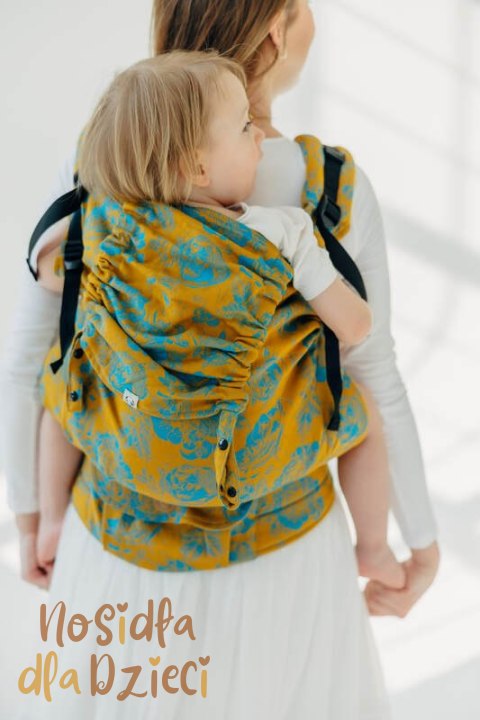 Nosidełko LennyPreschool z tkaniny żakardowej 100% bawełna, rozmiar preschool - RETRO'N'ROSES - ROSARIUM