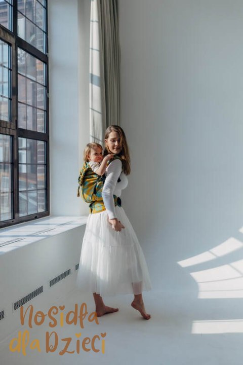 Nosidełko LennyPreschool z tkaniny żakardowej 100% bawełna, rozmiar preschool - RETRO'N'ROSES - ROSARIUM