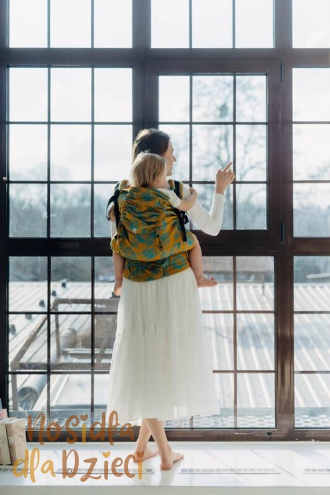 Nosidełko LennyPreschool z tkaniny żakardowej 100% bawełna, rozmiar preschool - RETRO'N'ROSES - ROSARIUM