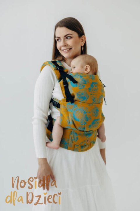 Nosidełko LennyUpGrade PRO z tkaniny żakardowej 100% bawełna , rozmiar standard - RETRO'N'ROSES - ROSARIUM