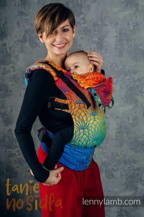 Nosidełko Ergonomiczne LennyGo z tkaniny żakardowej 100% bawełna , Baby Size - TĘCZOWY LOTOS