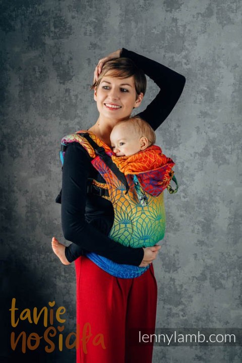 Nosidełko Ergonomiczne LennyGo z tkaniny żakardowej 100% bawełna , Baby Size - TĘCZOWY LOTOS