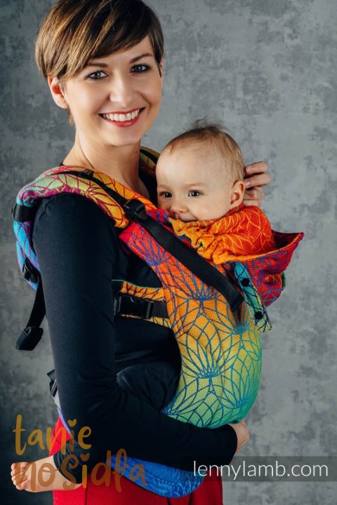 Nosidełko Ergonomiczne LennyGo z tkaniny żakardowej 100% bawełna , Baby Size - TĘCZOWY LOTOS