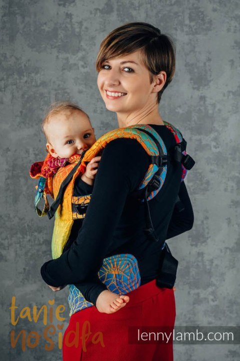 Nosidełko Ergonomiczne LennyGo z tkaniny żakardowej 100% bawełna , Baby Size - TĘCZOWY LOTOS