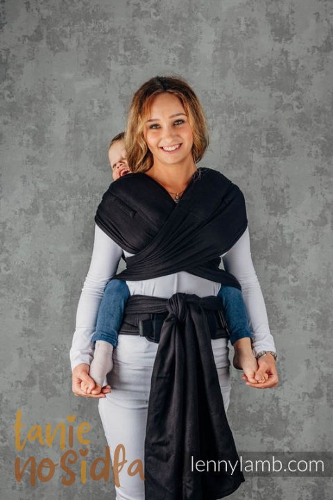 Nosidełko LennyHybrid Half Buckle, splot jodełkowy, 100% bawełna , rozmiar preschool - MAŁA JODEŁKA CZARNY HEBAN