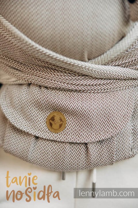 Moje Pierwsze Nosidełko LennyHybrid Half Buckle, splot jodełkowy, 100% bawełna , rozmiar standard - MAŁA JODEŁKA ALMOND (drugi