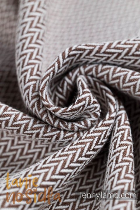 Moje Pierwsze Nosidełko LennyHybrid Half Buckle, splot jodełkowy, 100% bawełna , rozmiar standard - MAŁA JODEŁKA ALMOND