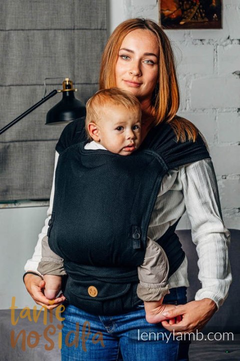 Moje Pierwsze Nosidełko LennyHybrid Half Buckle, splot jodełkowy, 100% bawełna , rozmiar standard - MAŁA JODEŁKA CZARNY HEBAN