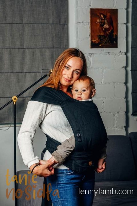 Moje Pierwsze Nosidełko LennyHybrid Half Buckle, splot jodełkowy, 100% bawełna , rozmiar standard - MAŁA JODEŁKA CZARNY HEBAN