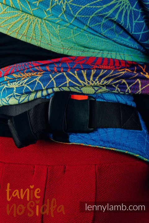 Nosidełko LennyHybrid Half Buckle, splot żakardowy, 100% bawełna , rozmiar standard - TĘCZOWY LOTOS