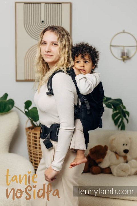 Nosidełko LennyPreschool, splot jodełkowy, 100% bawełna, rozmiar preschool - MAŁA JODEŁKA CZARNY HEBAN
