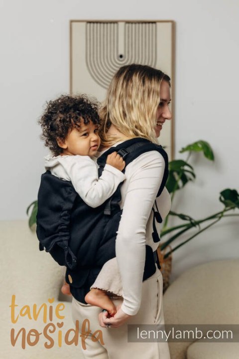 Nosidełko LennyPreschool, splot jodełkowy, 100% bawełna, rozmiar preschool - MAŁA JODEŁKA CZARNY HEBAN